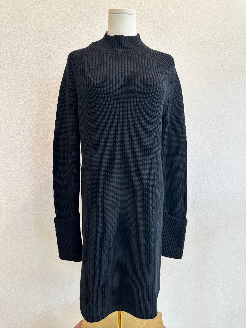 Banana Republic NWT Black Ribbed Mock Neck Sweater Dress | Medium | $180 Retail